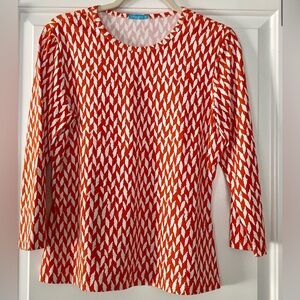 J. McLaughlin Vibrant Orange and White Blouse